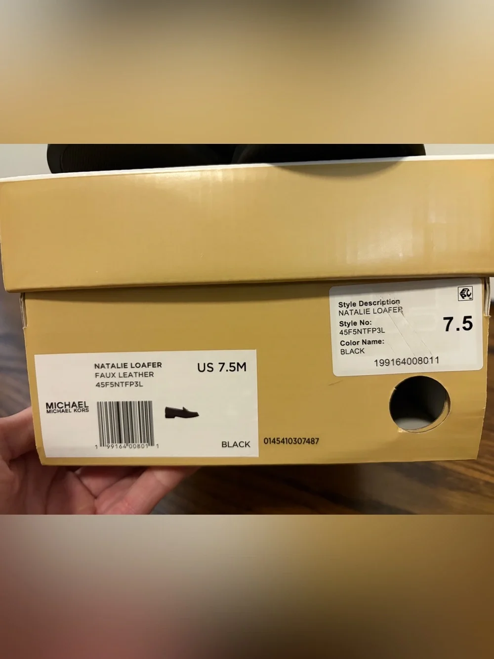 Michael Kors Natalie Black Gold Logo Loafers Size 7.5 - NWT